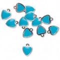 Breloque coeur �maill�e  9 mm Turquoise x1