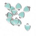 Breloque coeur �maill�e  9 mm Turquoise clair x1