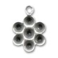 Breloques fleurs � strasser 13 mm argent� vieilli x4