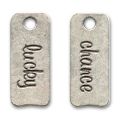 Breloque chance/lucky 28x12 mm argent� vieilli x1