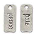 Breloque paix/peace 28x12 mm argent� vieilli x1
