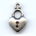 Breloque cadenas coeur 18 mm argent� vieilli x1