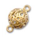 Boule filigran�e 10 mm 2 anneaux dor� satin�
