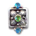 Intercalaire 2 rangs 18x12 mm Aquamarine/Peridot x1