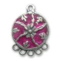 Intercalaire �maill� 22 mm Fuschia/Argent� vieilli x1