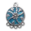 Intercalaire �maill� 22 mm Turquoise/Argent� vieilli x1