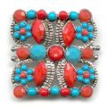 Intercalaire 2 rangs 25 mm Rouge/Turquoise x1