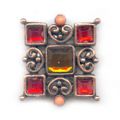 Intercalaire 2 rangs cuivr� 23x20 mm Hyacinth/Topaz x1