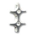 Intercalaire 3 rangs 22x13 mm plaqu� rhodium strass Crystal x1