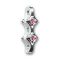 Intercalaire 3 rangs 17x5 mm plaqu� rhodium strass Rose x1