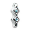 Intercalaire 3 rangs 17x5 mm plaqu� rhodium strass Aquamarine x1
