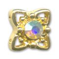 Slider 2 rangs 10 mm dor� strass Crystal AB x1