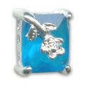 Slider 3 rangs 13x10 mm argent� cabochon Aquamarine x1
