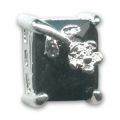 Slider 3 rangs 13x10 mm argent� cabochon Jet x1