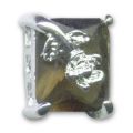Slider 3 rangs 13x10 mm argent� cabochon Kaki x1