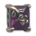 Slider 3 rangs 13x10 mm cuivr� vieilli cabochon Amethyst x1