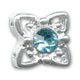 Slider 2 rangs 11 mm argent� strass Aquamarine x1