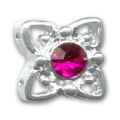 Slider 2 rangs 11 mm argent� strass Fuschia x1
