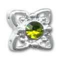 Slider 2 rangs 11 mm argent� strass Olivine x1