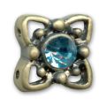 Slider 2 rangs 11 mm bronze strass Aquamarine x1