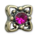 Slider 2 rangs 11 mm bronze strass Fuschia x1
