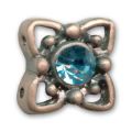Slider 2 rangs 11 mm cuivr� vieilli strass Aquamarine x1
