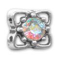 Slider 2 rangs 10 mm argent� strass Crystal AB x1