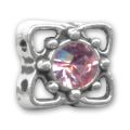 Slider 2 rangs 10 mm argent� vieilli strass Light Rose x1