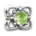 Slider 2 rangs 10 mm argent� vieilli strass Peridot x1