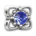 Slider 2 rangs 10 mm argent� vieilli strass Sapphire x1