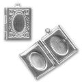 Rectangle locket 24x19mm Rhodium tone x1