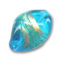 Feuille torsad�e cercl�e d'or 16x12 mm Aquamarine x1