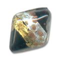 Losange aventurine feuille d'or et d'argent 19x18 mm Noir x1