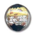 Bomb�e 20 mm noire aventurine feuille d'or et d'argent x1