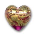 Coeur feuille d'or 18 mm Fuchsia x1
