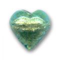 Coeur feuille d'or 16 mm Aquamarine x1