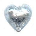 Coeur feuille d'argent 16 mm Crystal x1