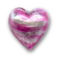 Coeur feuille d'argent 16 mm Rose x1