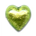 Coeur feuille d'argent 16 mm Peridot x1