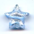 Etoile feuille d'argent 13 mm Bleu ciel x1