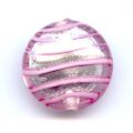 Bomb�e 12 mm feuille d'argent stri�e Rose x1