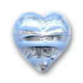 Coeur feuille d'argent stri�e 12 mm Bleu Ciel x1