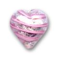 Coeur feuille d'argent stri�e 12 mm Rose x1