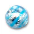 Ronde  8 mm feuille d'argent stri�e Aquamarine x1