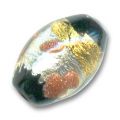 Olive Noire aventurine feuille d'or et d'argent 12x8 mm x1