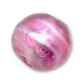 Ronde  8 mm feuille d'argent stri�e Rose Mat x1