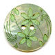 Bouton Nacre grav� 22 mm Naturel/Vert x1