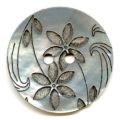 Bouton Nacre grav� 22 mm Naturel/Noir x1
