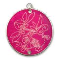 Pendentif Nacre grav� 50 mm Fuchsia x1
