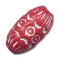 Olive en argile d�cor�e 22x12 mm Rouge x1